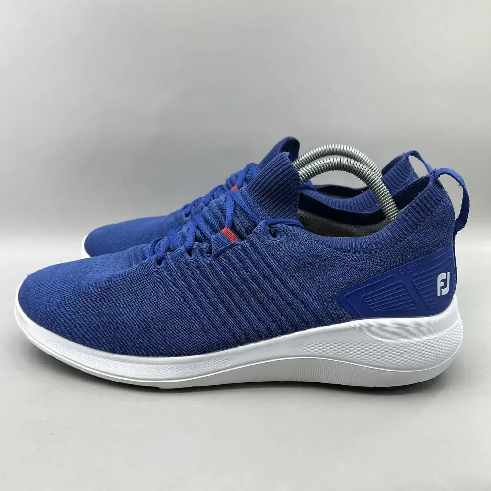FootJoy Flex XP Spikeless Golf Shoes Men Size 10.5 M Blue Knit Comfort Sneakers